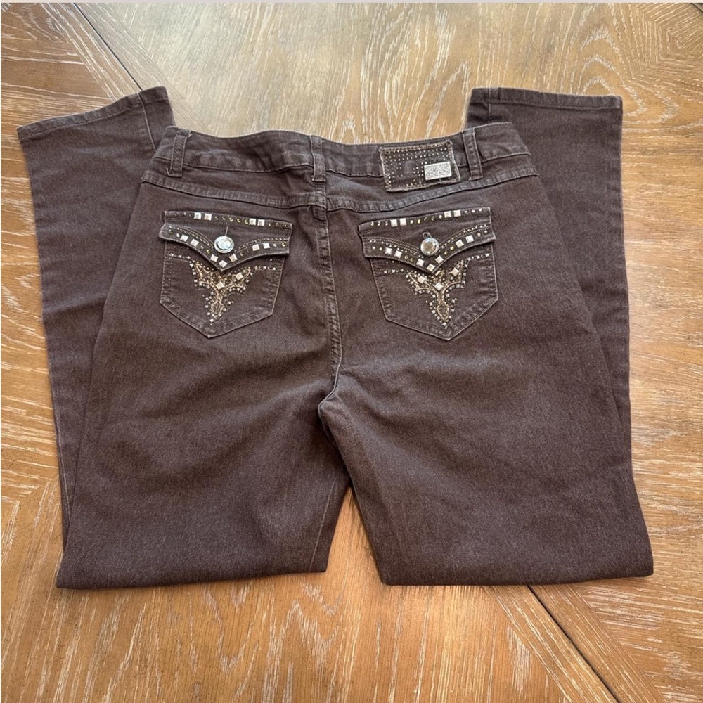 One 5 One Embellished Brown Women's Jeans